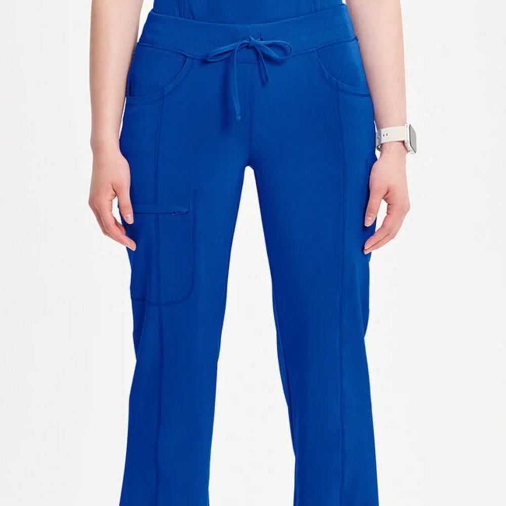 Cherokee Infinity Galaxy Blue Rib Knit Drawstring Women’s Scrub Pants Size M